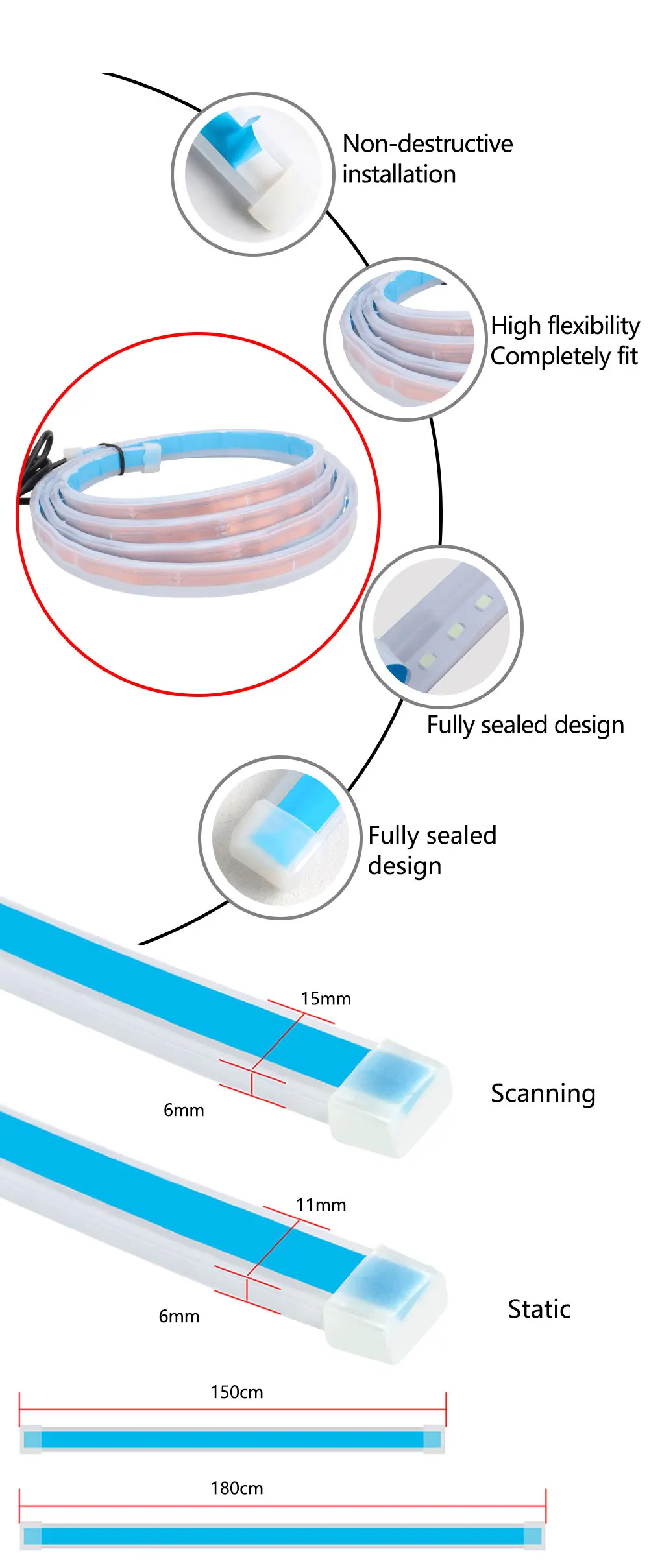 LED Car Hood Light - Bright Work Light for Engine Repair
