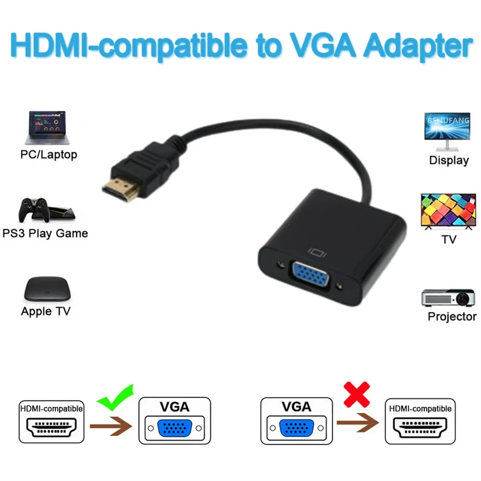 HD 1080P HDMI To VGA Converter HDMI Cable With Audio Power Supply HDMI Male To VGA Female Adapter For PS4 TV Box xbox TV Laptop