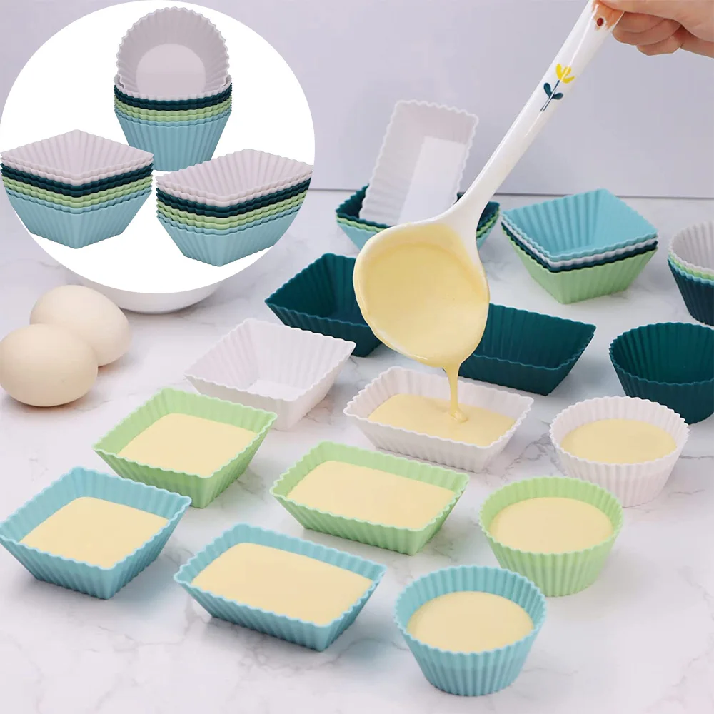 40 Pack Silicone Cups Baking Molds, Reusable Non Stick Silicone Cupcake  Baking Cups & Silicone Cupcake Liners for Baking - AliExpress
