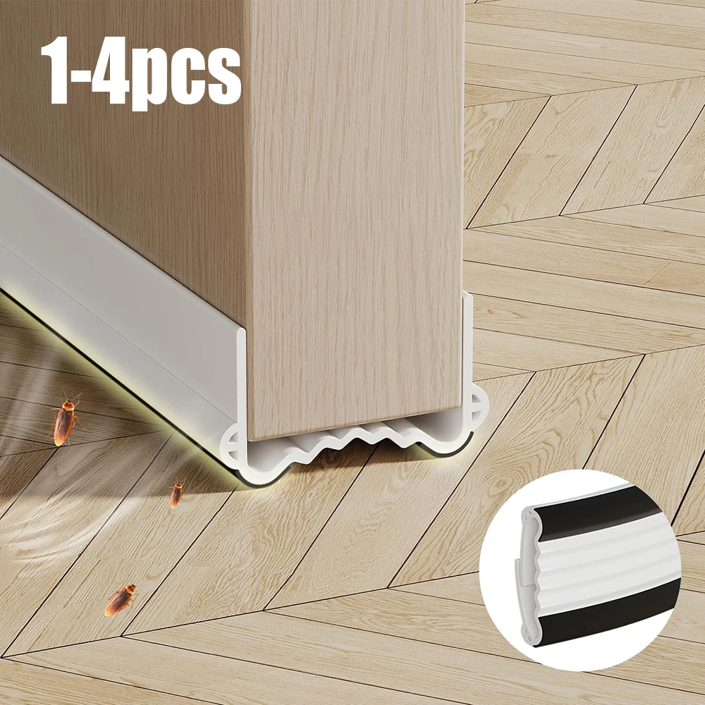 1-4pcs Silent Door Seal Strip PVC Flexible Washable Wear-resistant Weather Strip Windproof Dustproof Triple Sealing with Brush