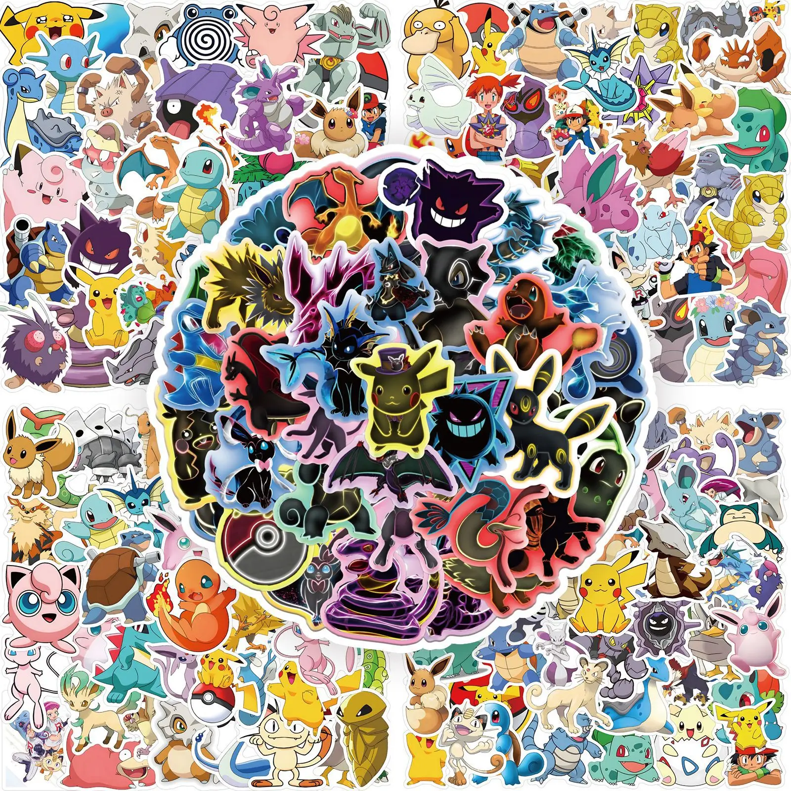 50/60PCS Cute Pokemon Anime Stickers Kawaii Pikachu Skateboard Bicycle Guitar Laptop  DIY Mobile Phone Stickers