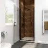 Adjustable Frameless Pivot Shower Door Matte Black Hardware Finish Certified Clear Tempered Glass Shower Enclosure 2
