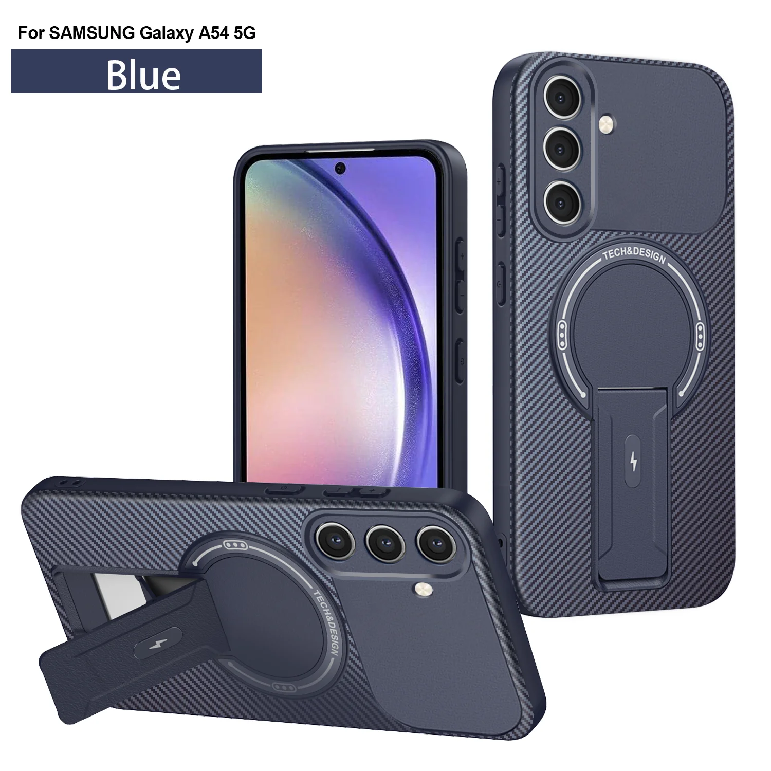 Carbon Fiber Magnetic Texture Hide Stand Phone Case