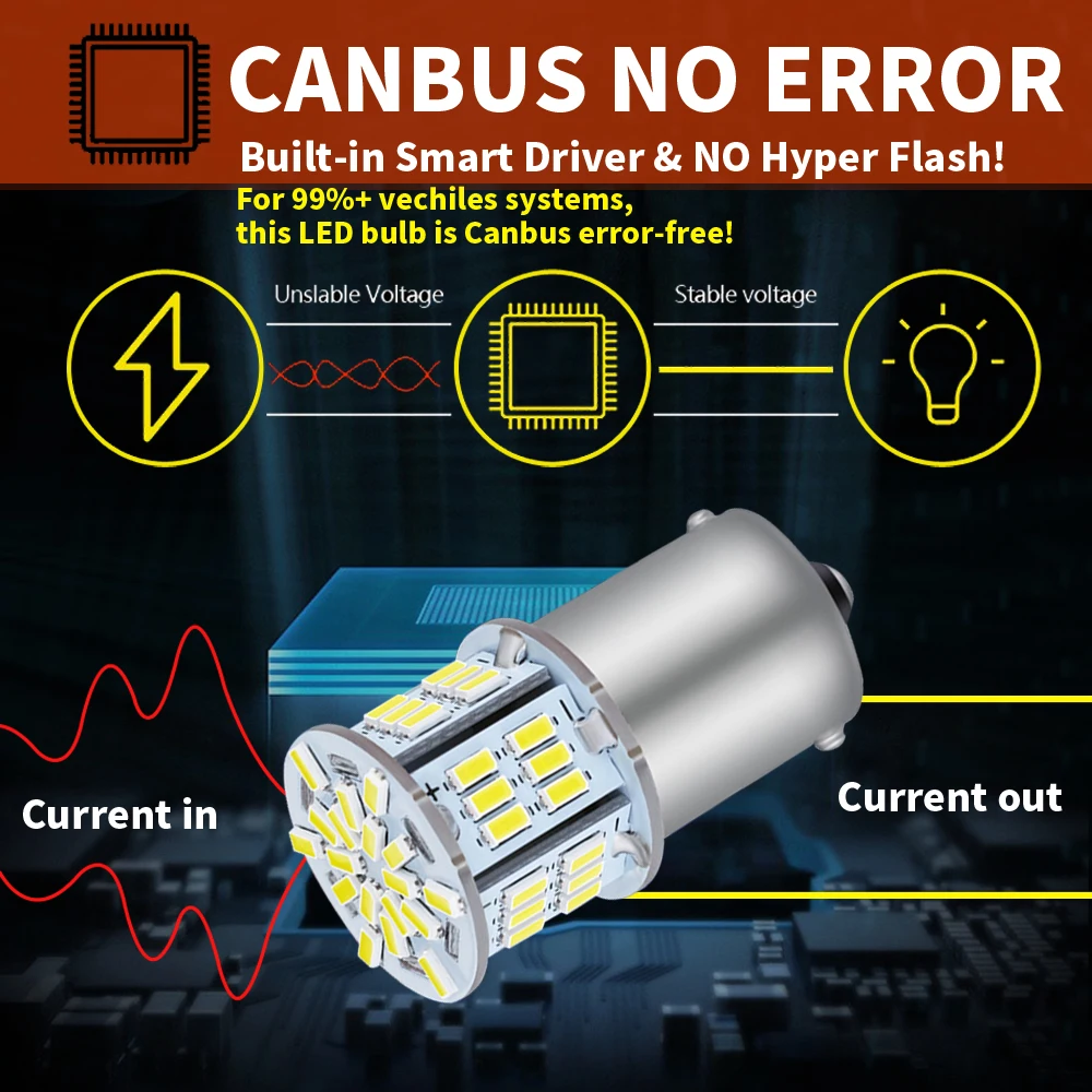 2pcs LED  Blub  P21W BA15S Canbus VW Passat B5 B5.5 B6  mk3 mk4 mk5 mk6 3 4 5 6  6n 6r 9n Touran