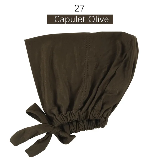 Muslim Women Elastic Tie Back Inner Hijab Caps Cotton Jersey Stretch Underscarf Modal Bonnet Headwrap Turbante Mujer 27