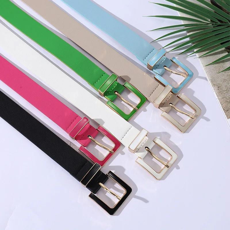 Women's Paint Alloy Buckle Pant Belt