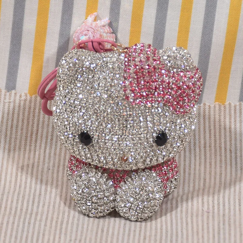 

Hello Kitty Japanese Creative Rhinestone Keychain Cute Car Accessories Pendant Doll Girl Bag Car Key Pendant