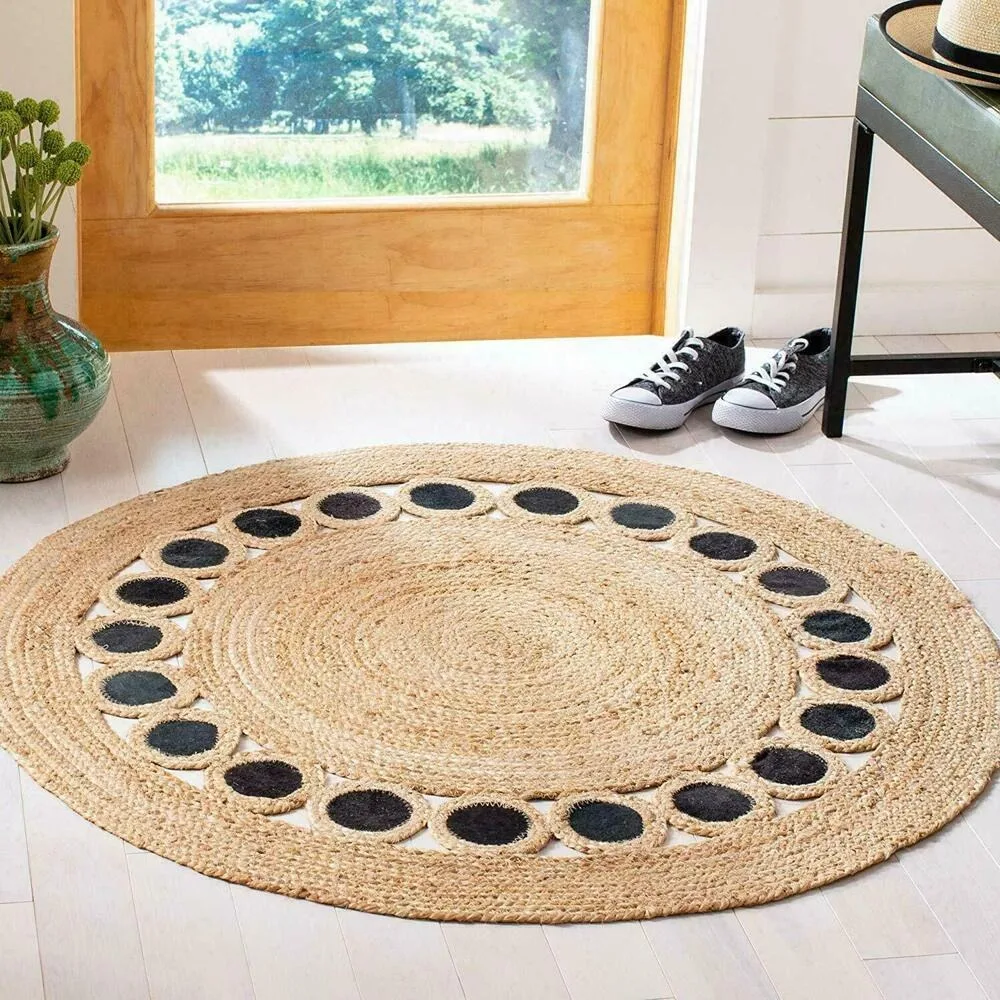 

Jute Braided Rug Round Natural Carpet for Living Room Modern Rustic Area Rug Hallway Floor Mat Door Mat Bedroom Decoration