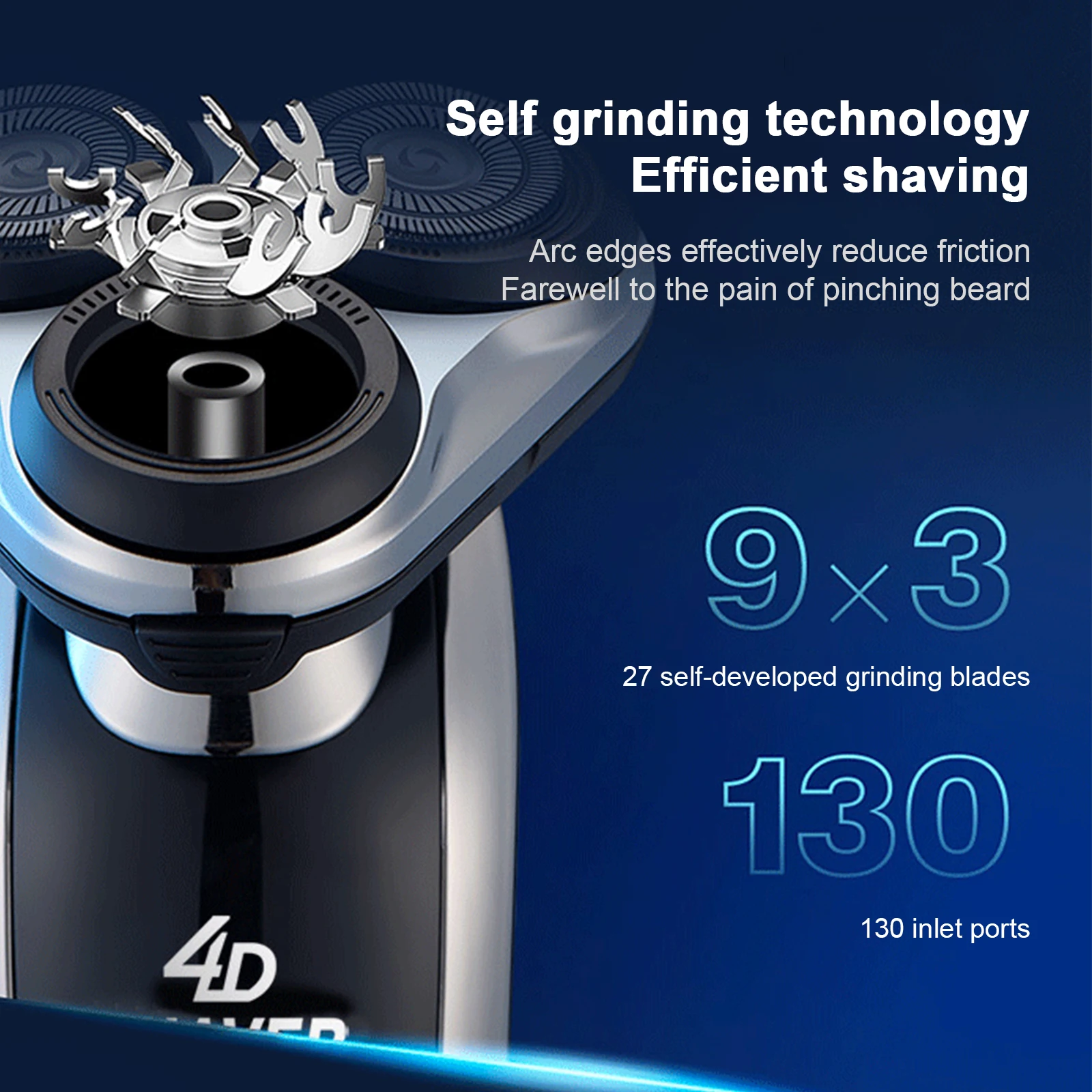 Electric Shaver Men 3 Floating Heads Beard Razor Hair Clipper Facial Cleaner Massager Type-C Rechargeable LED Digital Display