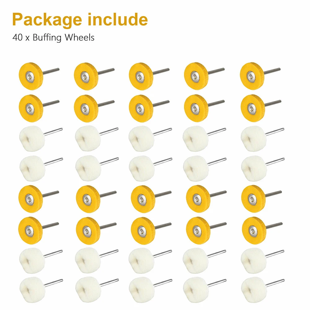 

40pcs Polishing Bit 25mm Wool Cotton Buffing Wheel 3mm Shank Grinding Head Kit For Rotary Tools Electric Grinder Accessories
