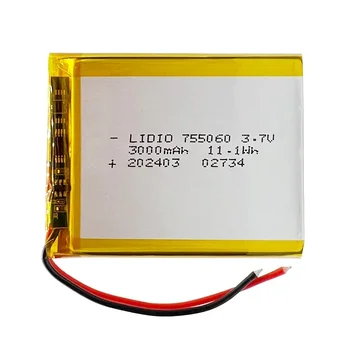 Batteria 755060 3.7V 3000mAh ai Polimeri di Litio Ricaricabile per Dispositivi Mobili, Giocattoli, Tablet, Laptop, Attrezzature Mediche e di Bellezza