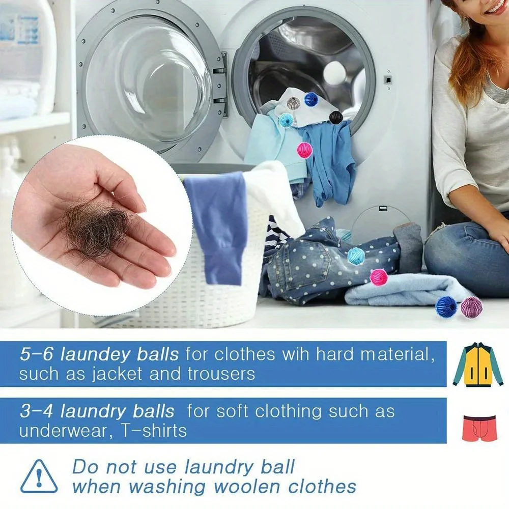Laundry Ball 6PCS Pet Hair Remover Lint Remover Reusable Dryer Nylon Balls Dogs Cats Hair Lint