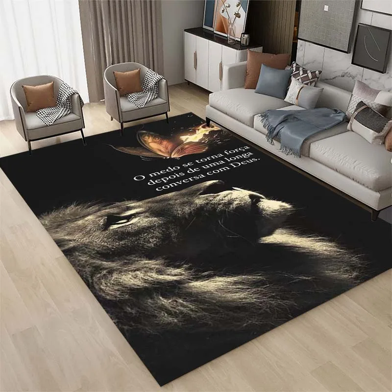 

Lion Carpet 3D Lion Wolf Area Carpet, Living Room, Bedroom Carpet, Door Mat, Kitchen Decoration, Children's Non slip Floor Mat