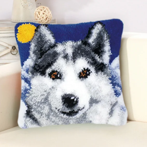 Animal Throw Pillow Latch Hook DIY Cushion Smyrna Button Package Embroidery Pillow Foamiran For Needlework Pillow Embroidery Set