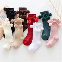 Kids Knee High Socks Boys Girls Pompom Socks Baby Leg Warmers Infant Toddler Cotton Sock Autumn Winter Kids Clothes Accessories 1