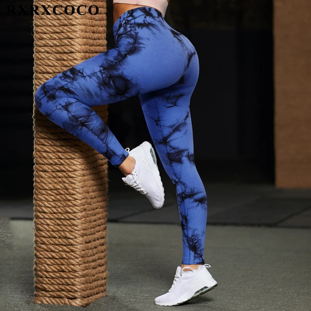 RXRXCOCO Casual Women Legging High Waist Tie Dye Sport Yoga Pants