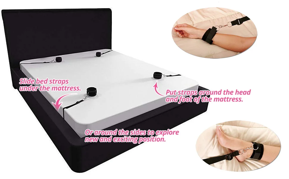 Sexual Bondage Restraints BDSM Bed Sex Toy Adjustable Handcuffs Wrist and Ankle Cuff Restraints Erotic Couple Games Gear Kit