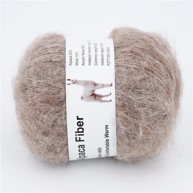 1pcs 50g Alpaca Mohair Yarn Long Plush Thick Crochet Wool Yarn For Knitting Scarf  Baby Sweater Summer Winter Thread 380m/416yd 6