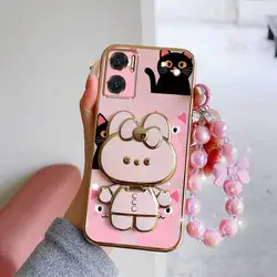 Romantic Love Phone Case Set with Lanyard and Rabbit Stand - Redmi 12C (Pink)