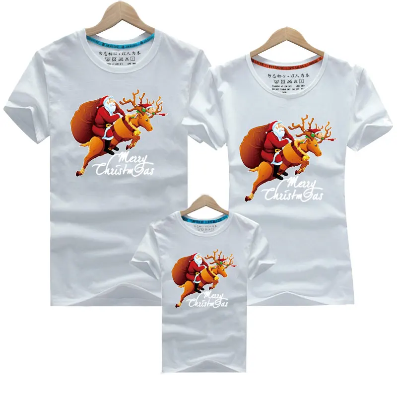 

Christmas Family Matching Outfits Girls Boy Mom Dad T-shirt Short Sleeve Cotton Cartoon Print Women Men Kids T-shirt Family Look