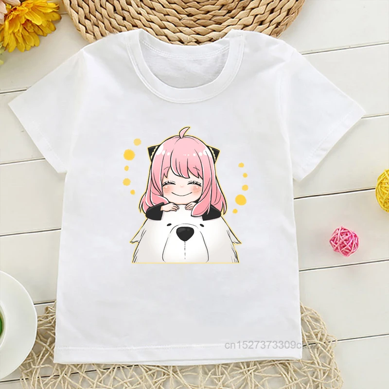 

New Cartoon Spy X Family T-shirt Girls Clothing Tshirt Kids Kawaii Anime Tops Anya and Bond Harajuku Tee-shirt
