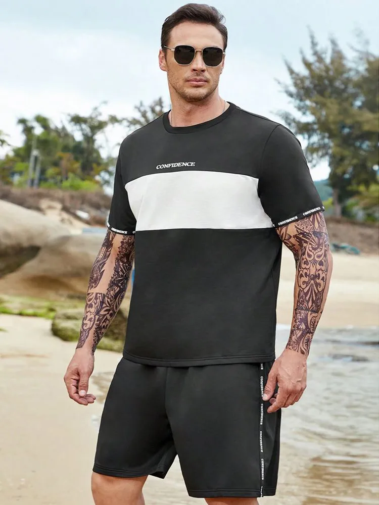 New Summer Vacation Leisure Daily 3D Men's Sports Wear Large Round Neck Short sleeved T-shirt Shorts Set Casual Street Clothing 5