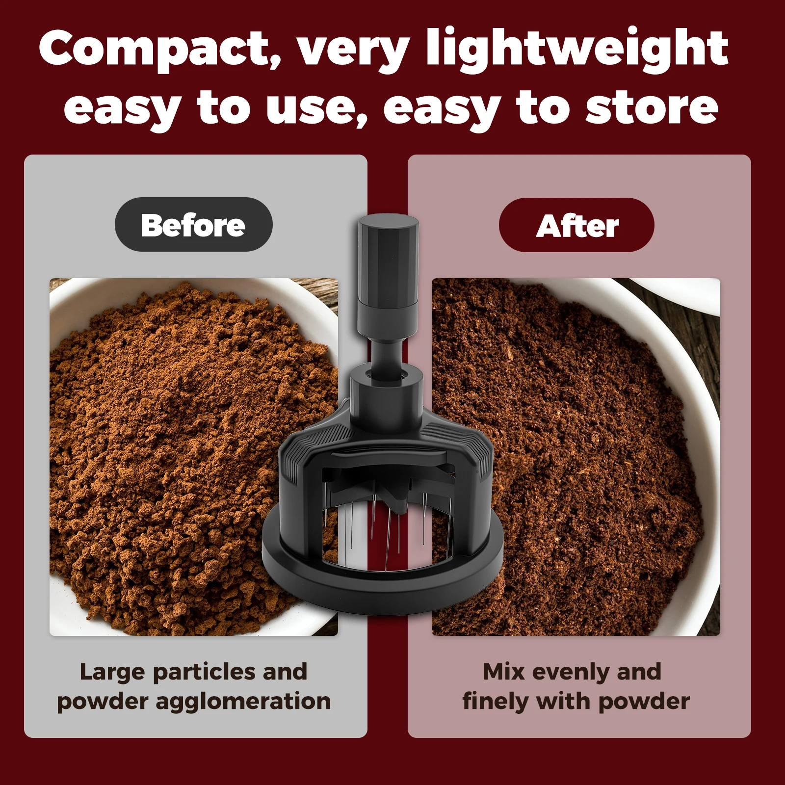 Espresso Distribution Tool Efficient Coffee Powder Needle Height Adjustable Coffee Needle Stirrer Geared Spinning WDT Tool