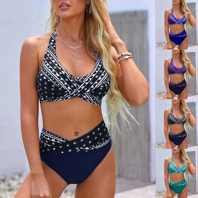 

2023 New Bikini Sexy Beach Swimwear Women's Summer Fashion Design Printed Swimwear Bikini Set Women's Two Piece Swimwear