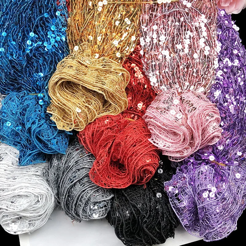 2야드/묶음 40CM 길이 금색 은색 스팽글 레이스 태슬 프린지 커튼 스커트 DIY 웨딩 의류 풀 드레스 액세서리