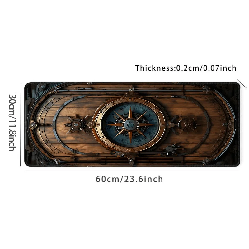 XXL Vintage Steampunk Compass Design Mouse Pad Large Gaming Office Desk Mat Non-Slip Stitched Edges for Gamers and Home Office — view 6
