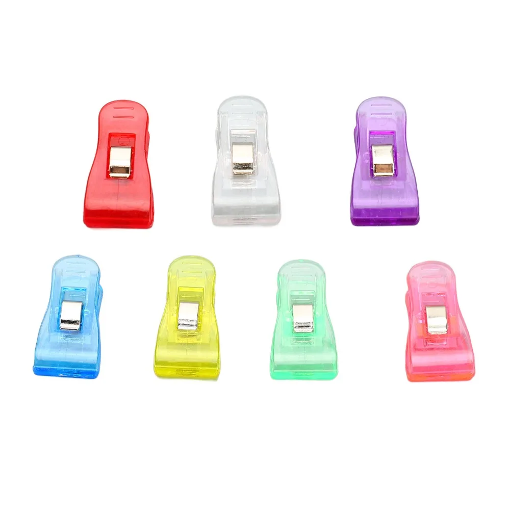 100 Pcs 플라스틱 플라스틱 클립 투명 다채로운 다목적 다채로운 투명 플라스틱 클립 휴대용 소형 크기