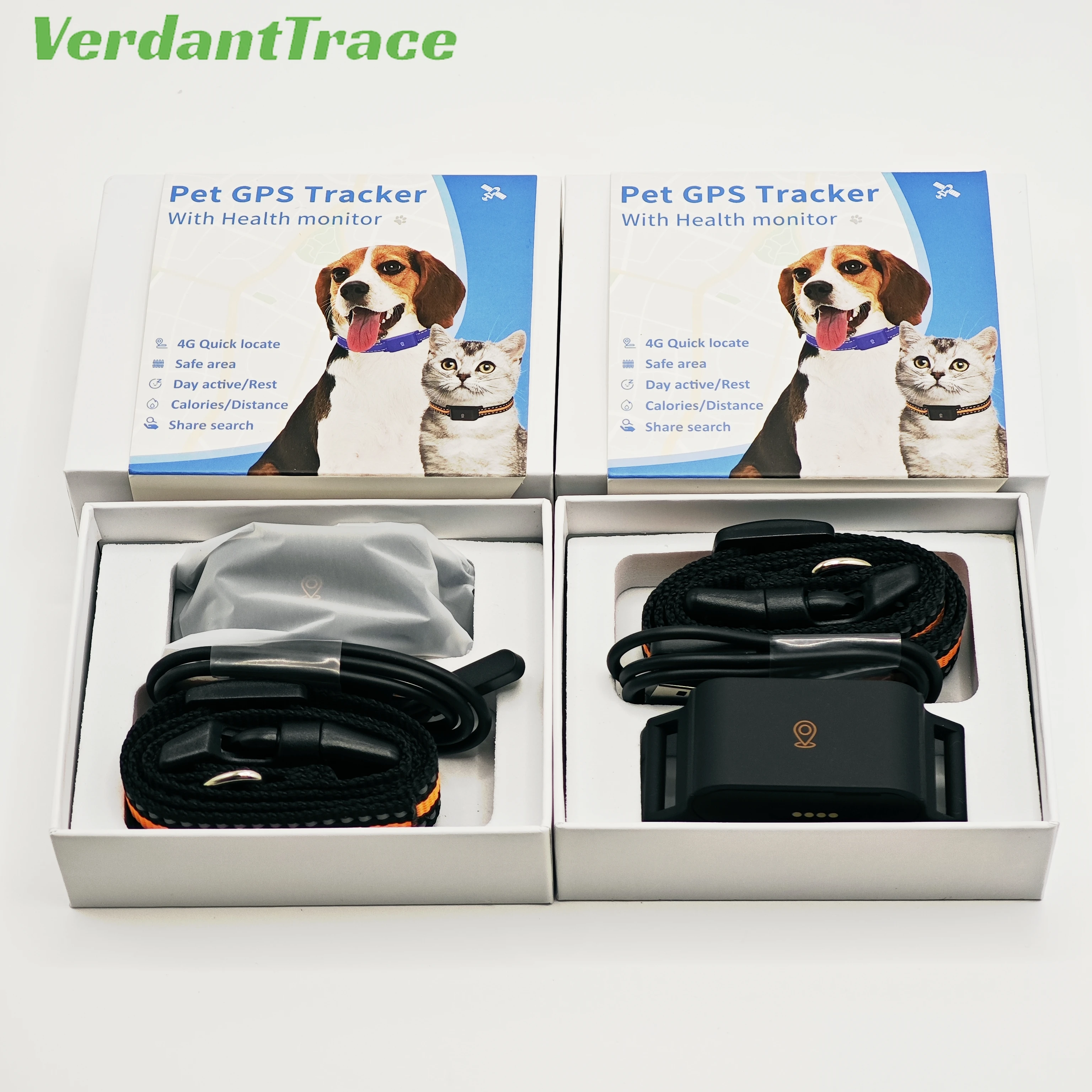 VerdantTrace IP67 Waterproof 4G GPS Pet Tracker Collar Real-Time Tracking Anti-Lost Locator Dogs Cats GPS Wi-Fi Positioning