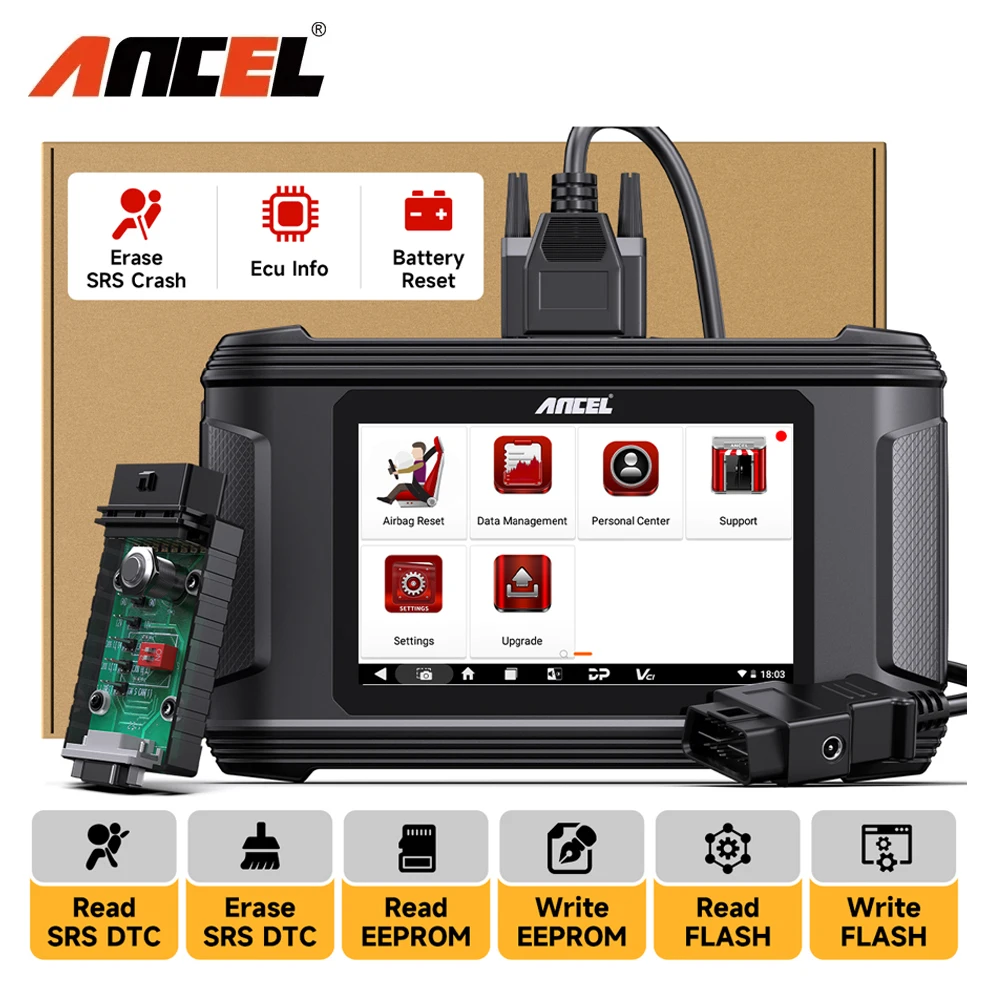 

ANCEL AR500 Auto OBD2 Scanner Read SRS Airbag Crash Data Automotive Computer Repair Module Reset & Battery Repair Reset Tool