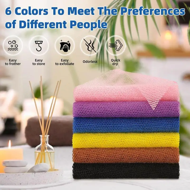 African Net Cloth Reusable Net Sponge Body Exfoliator Reusable Bath Sponge Washcloth African Scrubbing Long Net Rag Shower 4