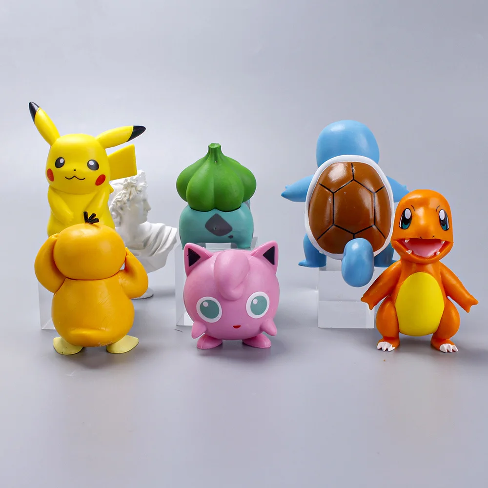 6Pcs/set Kawaii Pokemon Anime Figure Pikachu Eevee Squirtle Bulbasaur  Charmander Handmade Model Toy Decoration Birthday Gift - AliExpress