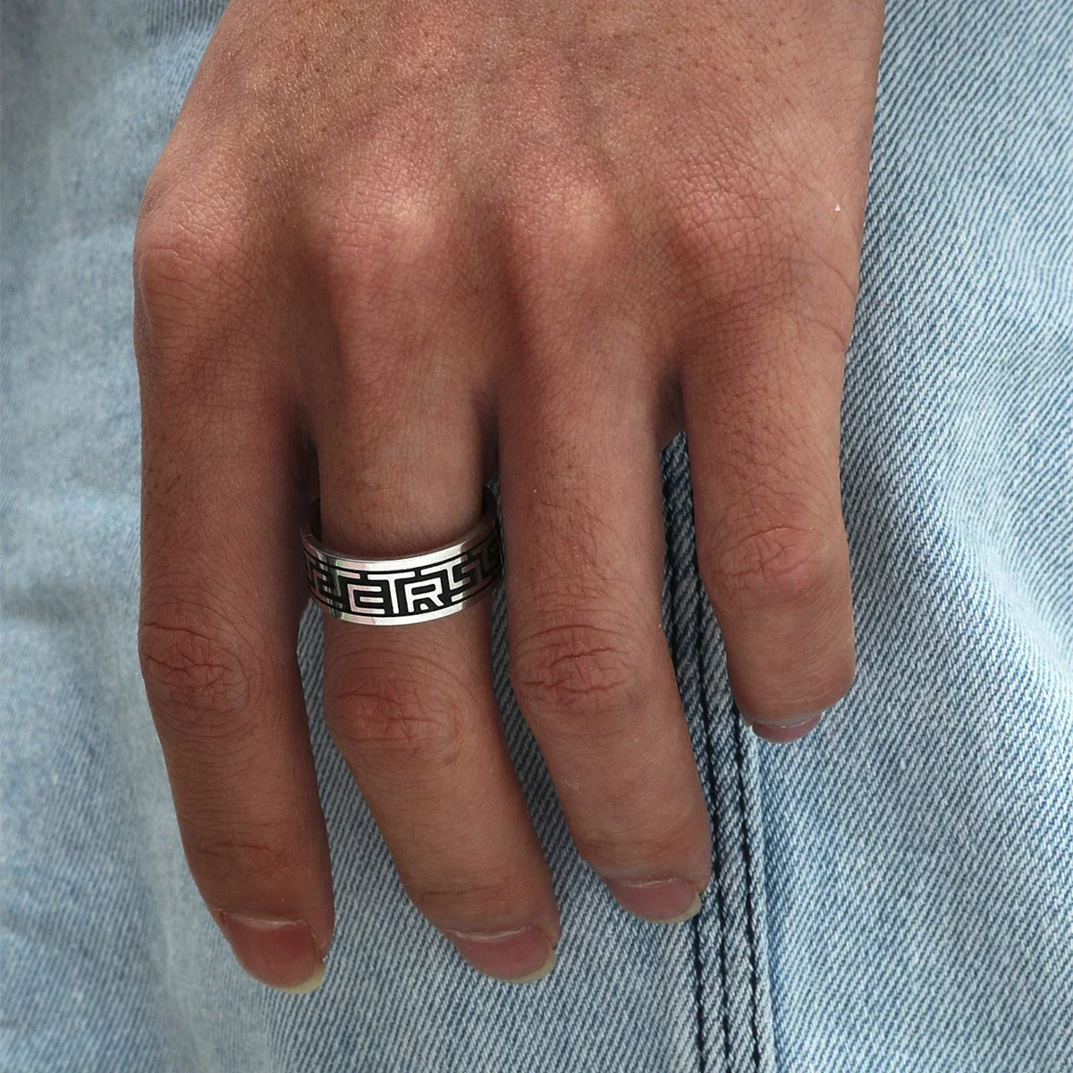 8mm Black Pattern Ring For Both Men and Women Holiday Gifts