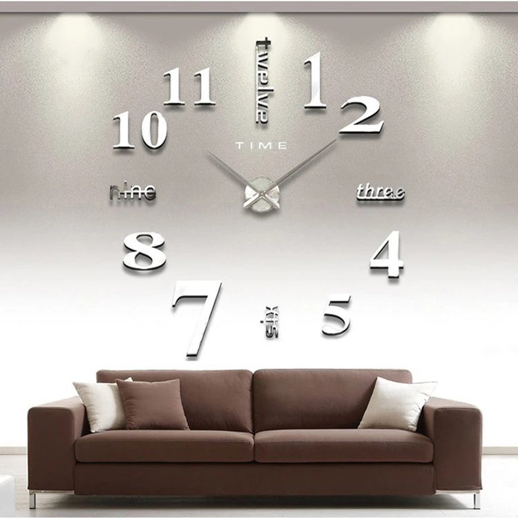 Modern 3D DIY Wall Clock – Large Acrylic Mirror Quartz Clock for Living Room, Home Décor, and Fashionable Interiors 1
