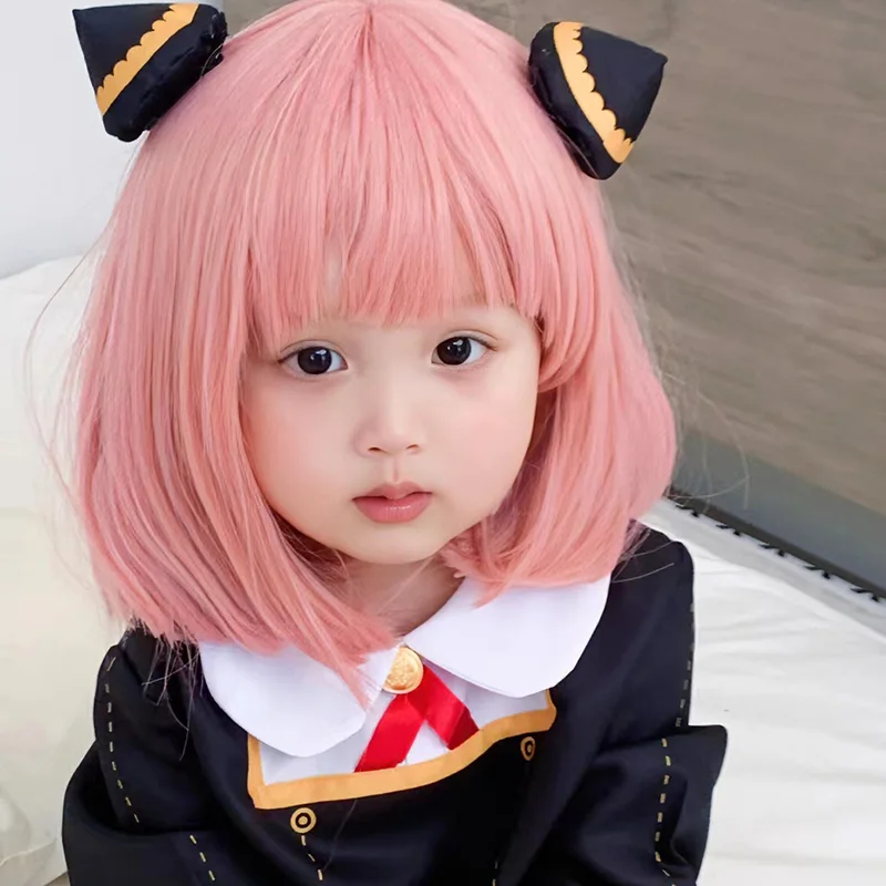 Pink Wig for Children Kids Head Covers COS Headgear for Little