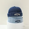 Washed Denim Baby Brimless Hat Retro Letter Embroidered Melon Cap for Infant Boy Girl Summer Adjustable Kids Docker Caps 6