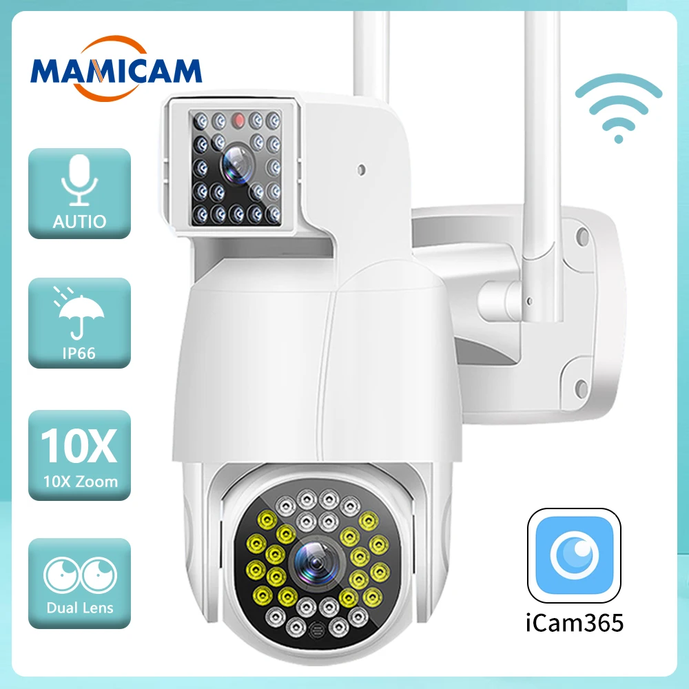 1080P WIFI PTZ Outdoor Security Protection CCTV Surveillance Cameras Video Record Dual Lens Camera 10X Digital Zoom AI Tracking