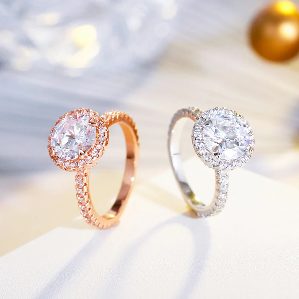 Gold Engagement Rose Gold Cubic Zirconia Rings Big Rose Gold - Main Image