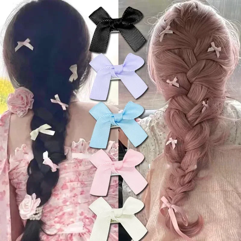 8-40pcs Bowknot Hair Clip Sweet Ballet Ribbon Bow Hairpin Bang Clip Korean Girl Mini Bobby Pin Grab Female Color Ballet Headwear
