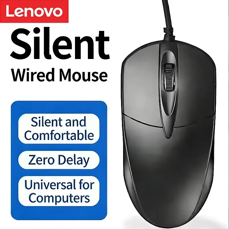 Mouse Cablato Lenovo Design Ergonomico 1200 DPI Pulsanti 3D Mouse Ottico Portatile per Laptop Ufficio Gaming PC Desktop
