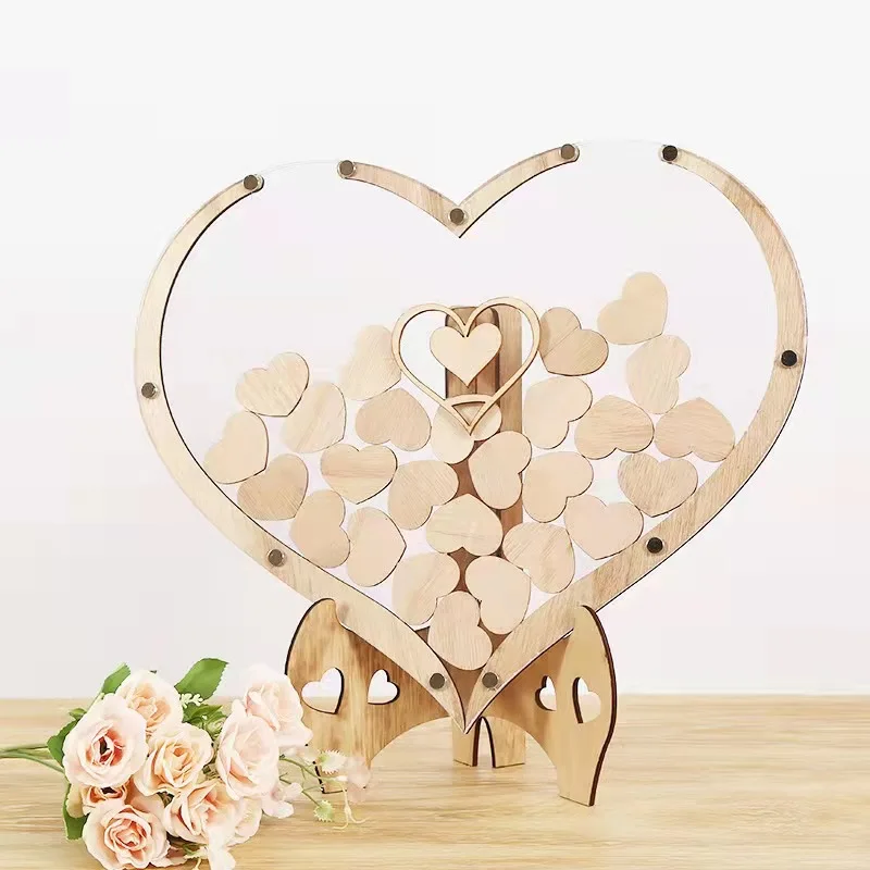 

Guest Drop Box Wooden Wedding Guest Book Acrylic Love Wedding Decoration Guest Message Box 60 Heart-Shaped Signature Box