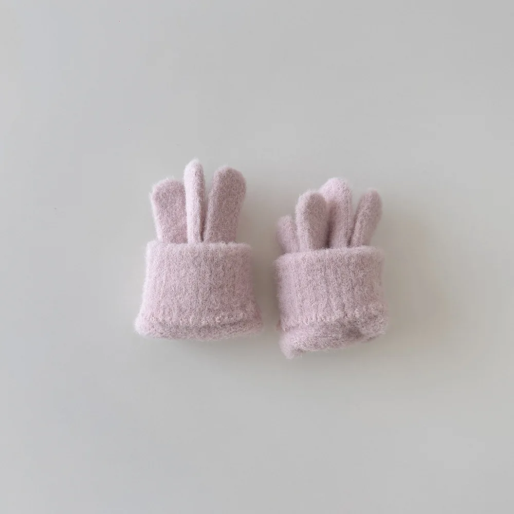 Korean Children's Gloves Winter Cute New Five-finger Finger Warm Bow Baby Kids Gloves & Mittens