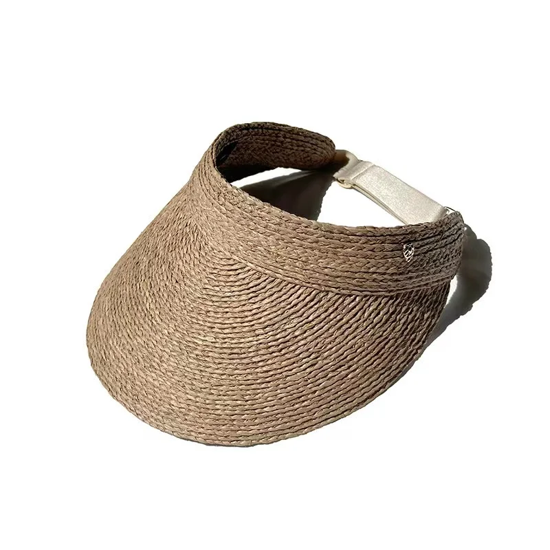 25 Lady Summer Empty Top Sun Visor Hat Summer Straw Wide Brim Sun Cap Uv Protection Hat Raffia 2