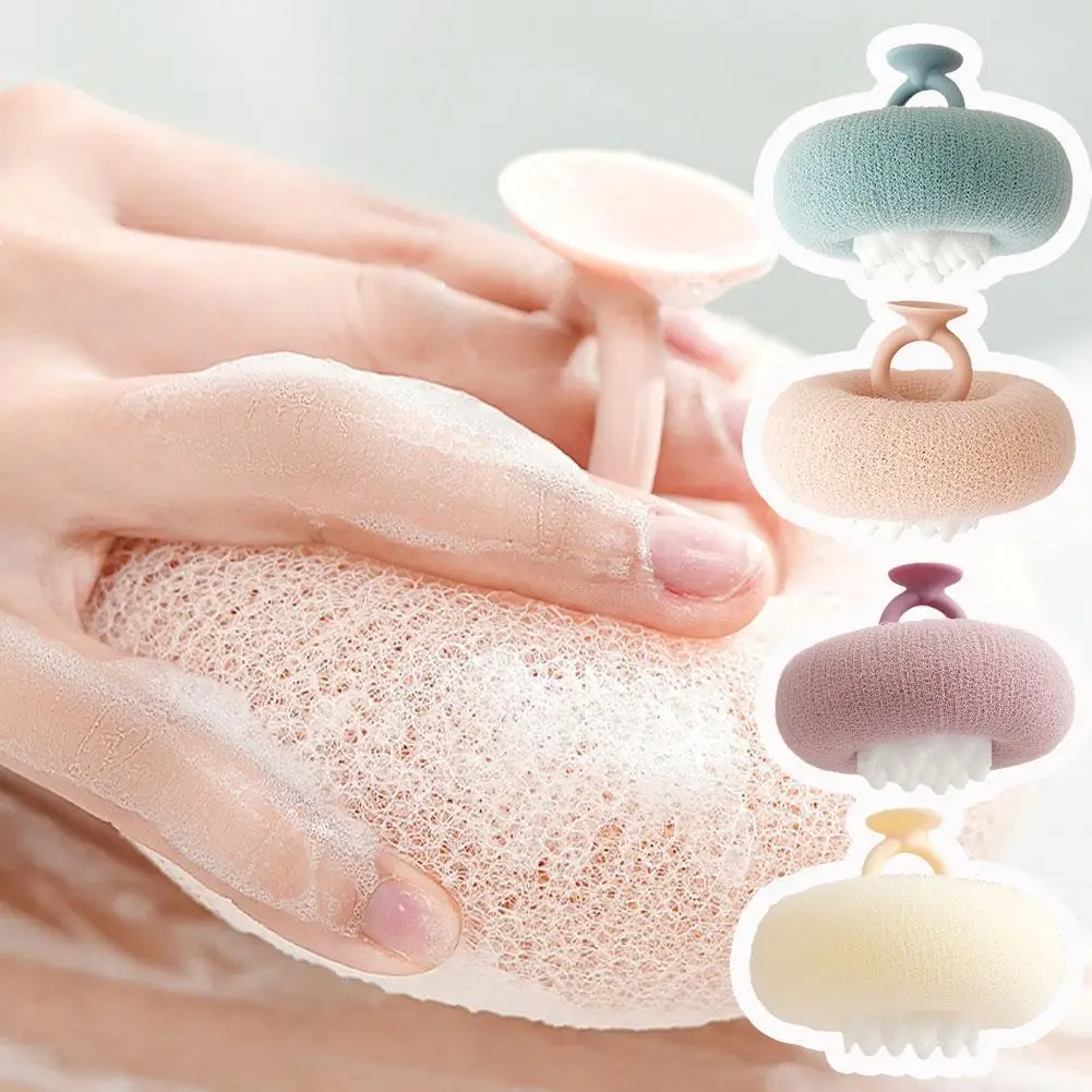 

4pcs Bath Towel Japanese Scrub Bath Massage Bath Ball With Brush Back Towel Sucker Bath Sponge Wipe Bath Bath Brush Rub Mud