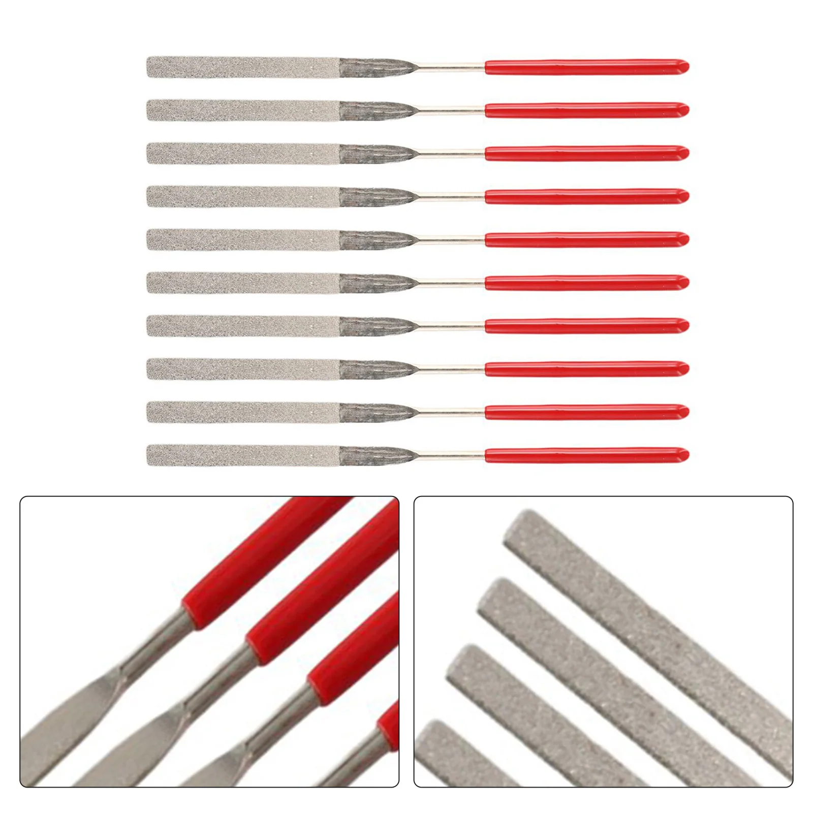 Nadelfeilen-Set, Mini-Nadelfeilen, Zimmer, Zuhause, Innenbereich, Schleifen, Rot + Silber, galvanisiert, Schmirgel, lange Lebensdauer – Detail 14