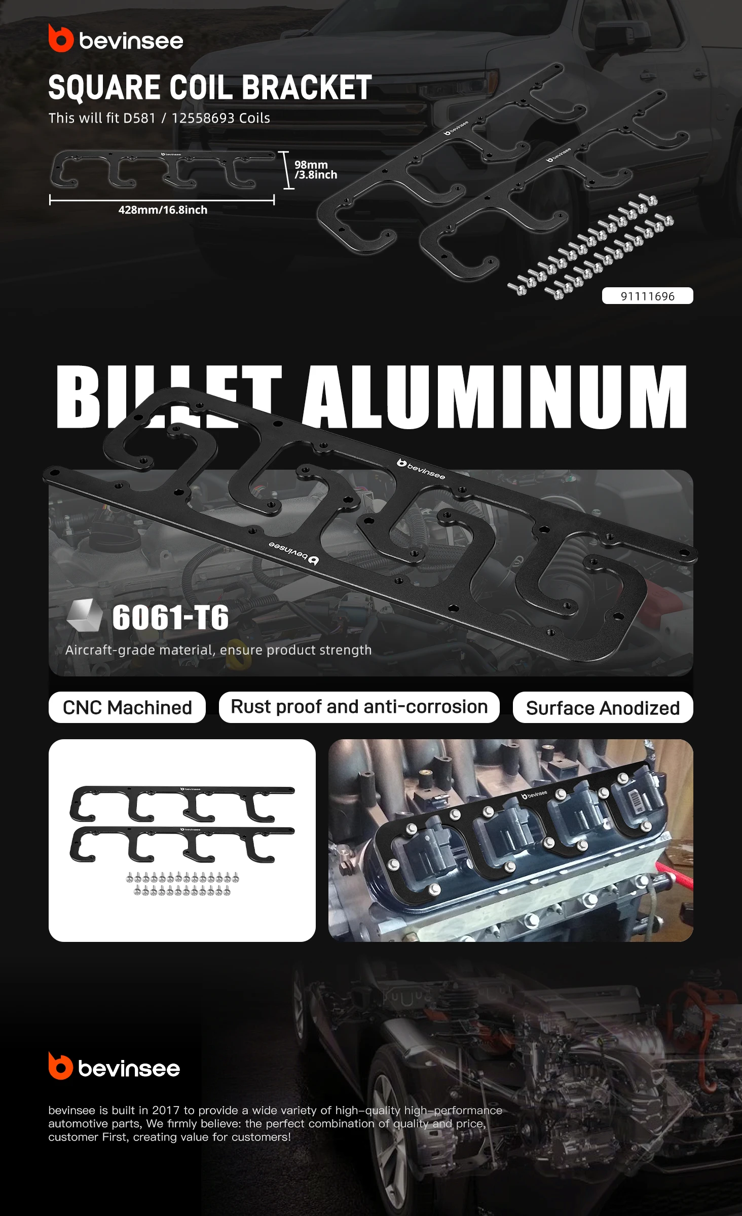 Aluminium-Zündspulenhalter-Set für LS D581 für V8 Chevrolet 5.7L/350,5.3L/325,4.8L/294,6.0L/364,7.0L/427,6.2L/376 – Detail 2