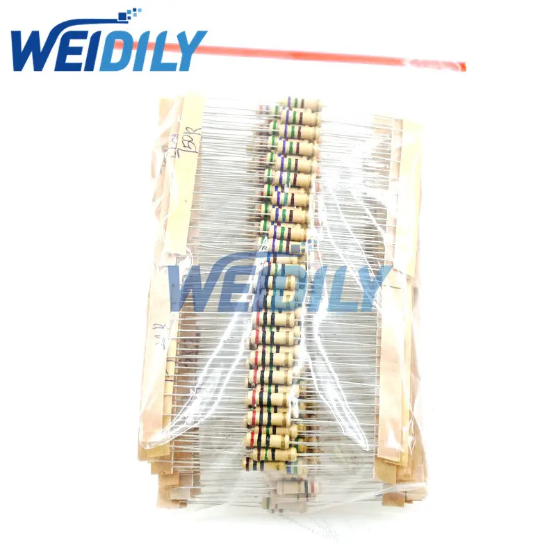 300PCS Resistor Kit 1W 0.1-750 ohm 5% 30values X 10pcs Carbon Film Resistance Set 0.1R-750R carbon film resistor